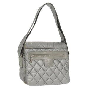CHANEL Coco Cocoon Shoulder Bag Silver CC Auth